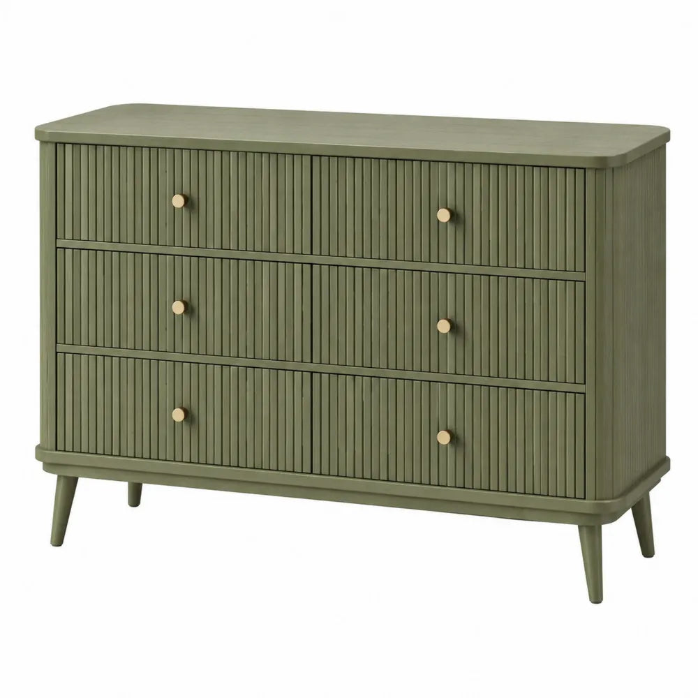 Cassettiera legno verde olivo con 3 cassetti