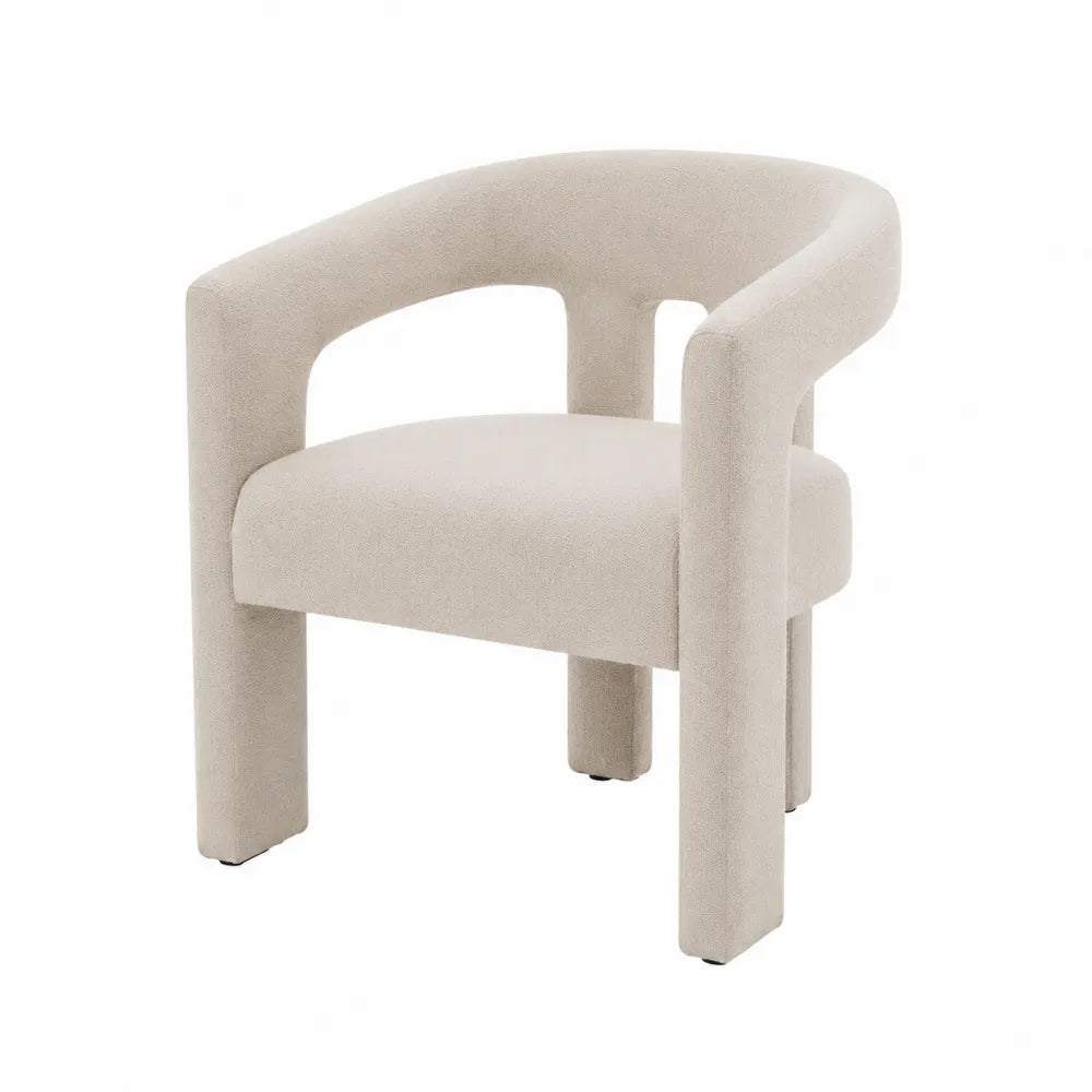 Sedia in legno e tessuto poliestere beige, 56x56x75 cm