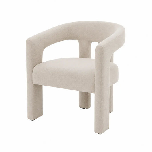 Sedia in legno e tessuto poliestere beige, 56x56x75 cm