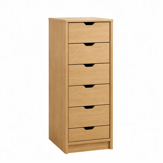 Cassettiera a 6 cassetti in legno MDF chiaro